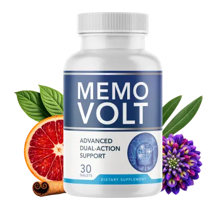 MemoVolt brain support supplement bottle - 10-in-1 neuro-essential formula for memory and focus